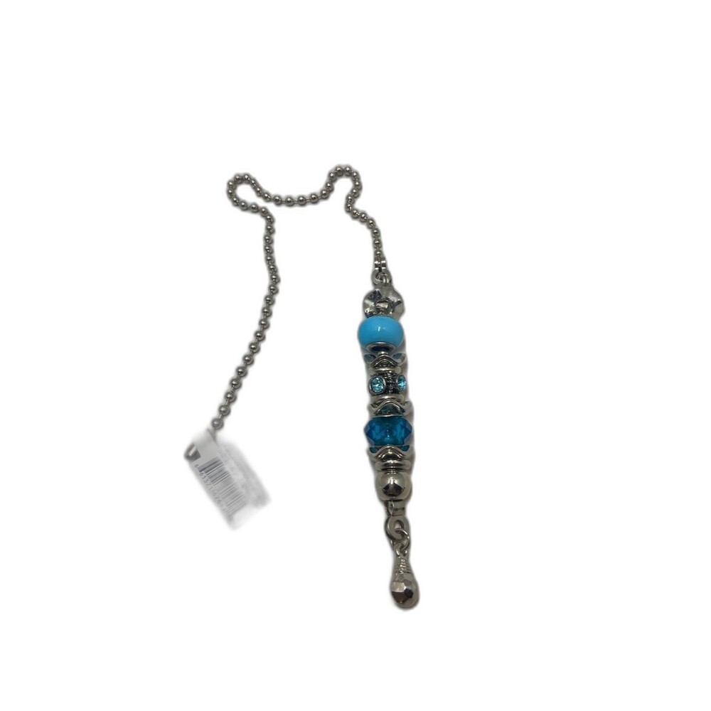 Silver-Tone Blue Crystal Bead Pendant Fan or Light Pull from Ganz